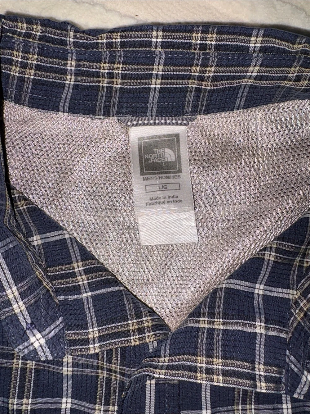 The North Face Navy and White Plaid Button-Down Shirt